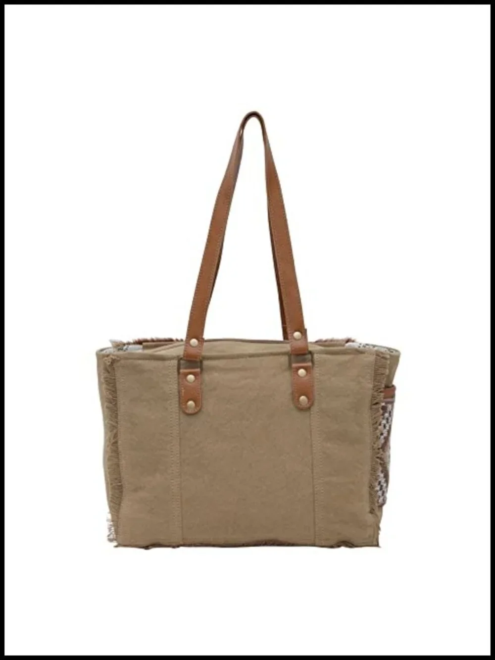 Canvas & Upcycled Leather Weekender Tote Bag